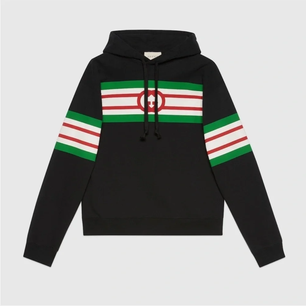 Men's Gucci interlocking G web stripe cotton hoodie size XS fits like medium